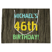 Faux Hood, Tekstverf, 46th Birthday + Naam Groot Cadeauzakje (Voorkant)