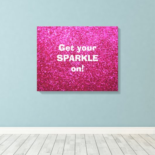 Faux Hot Pink Glitter Canvas Afdruk (Insitu (Houten vloer))