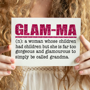 Faux Hot Pink Glitter Glam-Ma Briefkaart