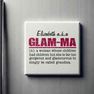 Faux Hot Pink Glitter Glam-Ma Magneet