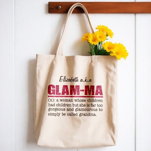 Faux Hot Pink Glitter Glam-Ma Tote Bag