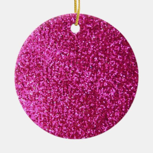Faux Hot Pink Glitter Keramisch Ornament (Voorkant)