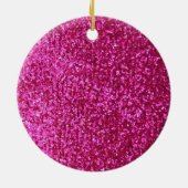 Faux Hot Pink Glitter Keramisch Ornament (Achterkant)