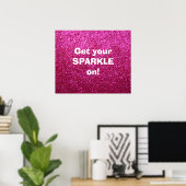 Faux Hot Pink Glitter Poster (Thuiskantoor)