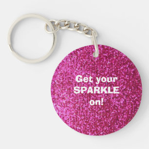Faux Hot Pink Glitter Sleutelhanger