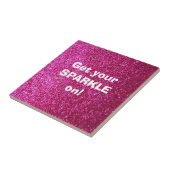 Faux Hot Pink Glitter Tegeltje (Zijkant)