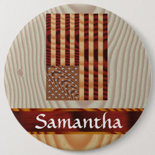Faux hout Amerikaanse vlag Ronde Button 6,0 Cm