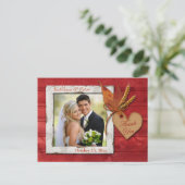 FAUX-hout, bladeren, hart Dank je Kaart (Staand voorkant)