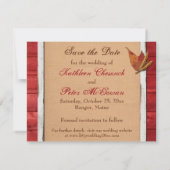 FAUX-hout, -bladeren, -hart, -FOTO-opslagdatum Save The Date (Achterkant)