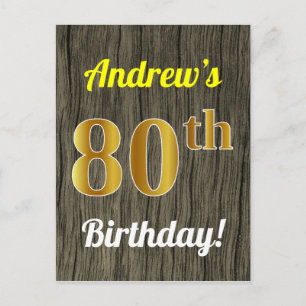 Faux hout, Faux goud 80ste verjaardag & aangepaste Briefkaart