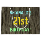 Faux hout, Tekstuitje, 21st Birthday + Naam Groot Cadeauzakje (Achterkant)