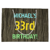 Faux hout, Tekstverf, 33rd Birthday + Naam Groot Cadeauzakje (Achterkant)