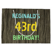 Faux hout, Tekstverf, 43rd Birthday + Naam Groot Cadeauzakje (Achterkant)