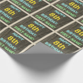 Faux Hout, Tekstvorm, 8th Birthday + Naam Cadeaupapier (Hoek)