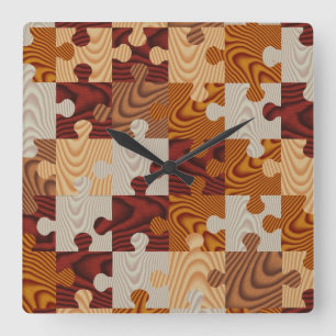 Faux-houtpuzzel Vierkante Klok