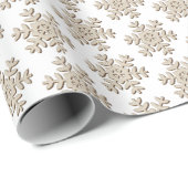 Faux-houtsnowflake-patroon op vast wit cadeaupapier (Rol Hoek)