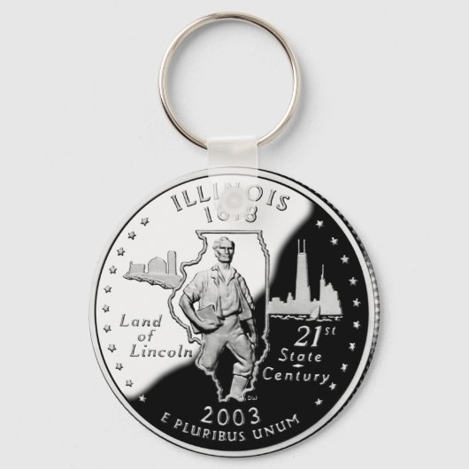 Faux Illinois State Quarter Sleutelhanger (Voorkant)