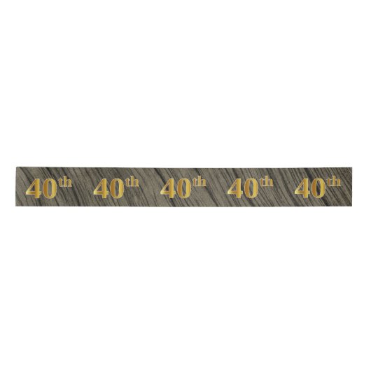 Faux/Imitatie Gold "40th" Evenementnummer (rustiek Lint (Voorkant)