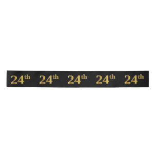 Faux/Imitatie Goud "24th" Evenementnummer (zwart) Lint