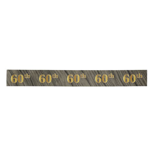 Faux/Imitatie Goud "60th" Evenementnummer (Rustiek Lint (Voorkant)