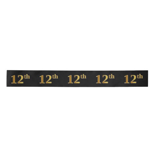 Faux/Imitation Gold "12th" Event Number (zwart) Lint (Voorkant)