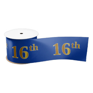 Faux/Imitation Gold "16th" Event Number (blauw) Lint