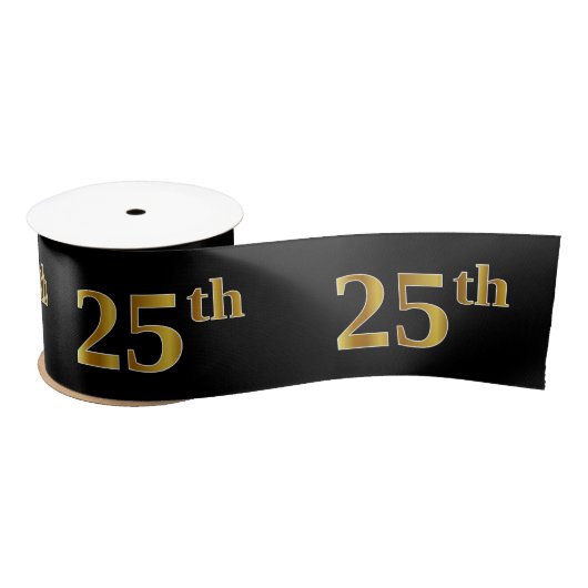 Faux/Imitation Gold "25th" eventnummer (zwart) Lint (Spoel)