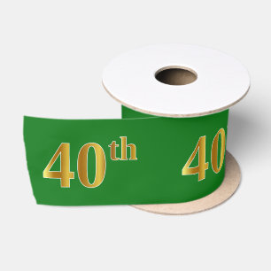 Faux/Imitation Gold "40th" Event Number (groen) Lint