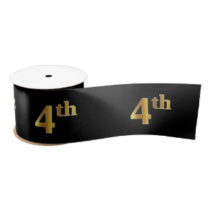 Faux/Imitation Gold "4th" Event Number (zwart) Lint