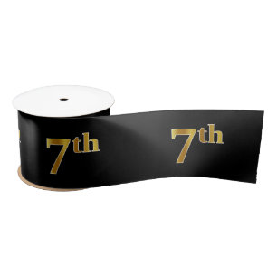 Faux/Imitation Gold "7th" Event Number (zwart) Lint