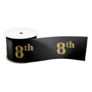 Faux/Imitation Gold "8th" Event Number (zwart) Lint