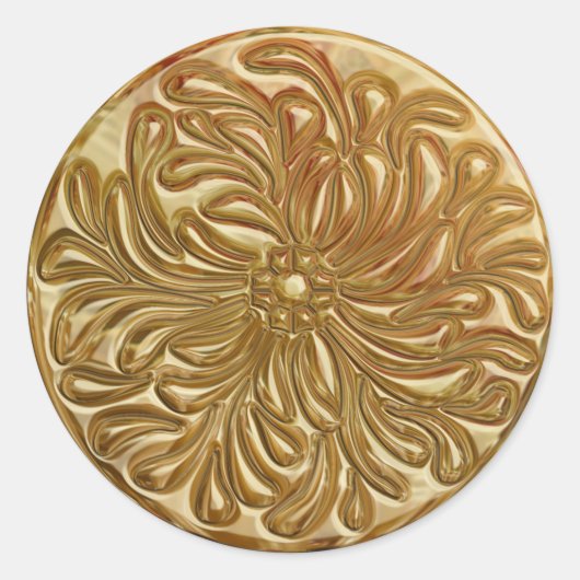 Faux Ingegraveerd Gold Design Seal Ronde Sticker (Voorkant)