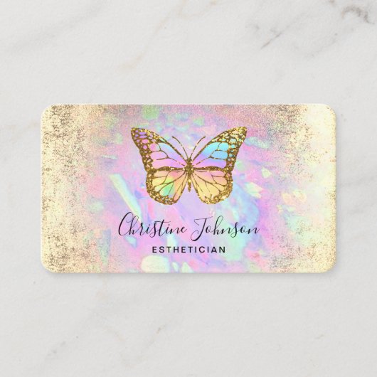 faux iridescent butterfly logo visitekaartje (Voorkant)