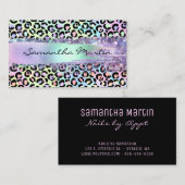 Faux Iridescent Folie Brush Stroke Rainbow Leopard Visitekaartje (Voorkant / Achterkant)