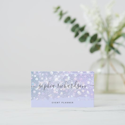 Faux Iridescent look | Paars met Trendy Script Visitekaartje (Staand voorkant)