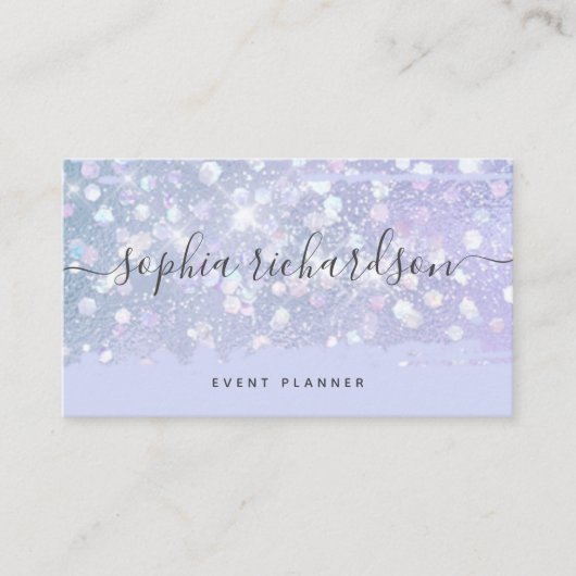 Faux Iridescent look | Paars met Trendy Script Visitekaartje (Voorkant)