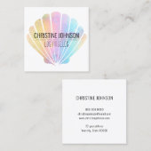 Faux Iridescent Seashell Square visitekaartje (Voorkant / Achterkant)