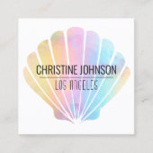 Faux Iridescent Seashell Square visitekaartje (Voorkant)