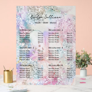 Faux Iridescent Waterverf Glitter prijslijst Acryl Bord