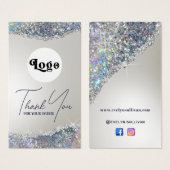 Faux iridescente argent parties scintillant suppor (Devant & derrière)