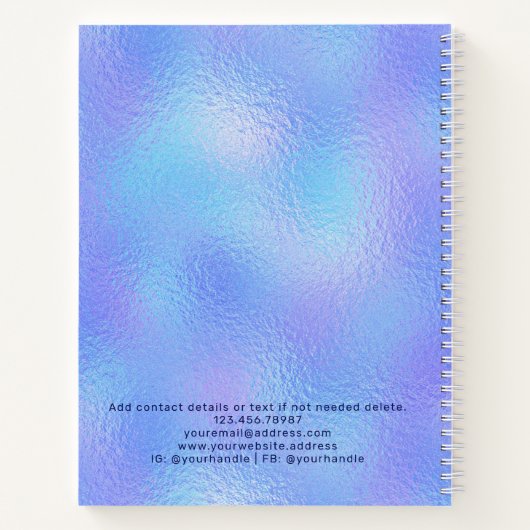 Faux Iridescente Foil Élégant Carnet Logo (Dos)
