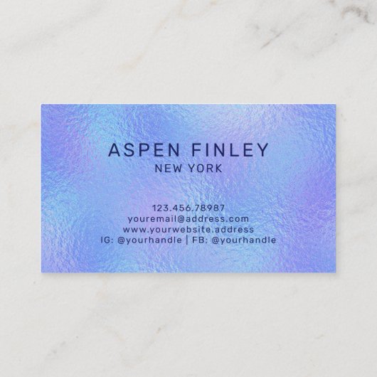 Faux Iridescente Foil Élégant Carte de visite (Dos)