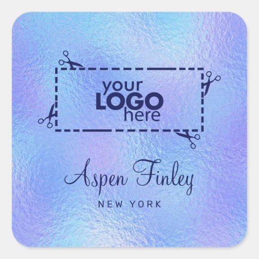 Faux iriserende Folie Elegante Logo Square Sticker (Voorkant)