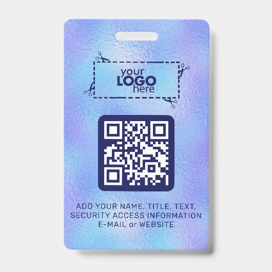 Faux iriserende Folie Logo QR-code badge (Voorzijde)