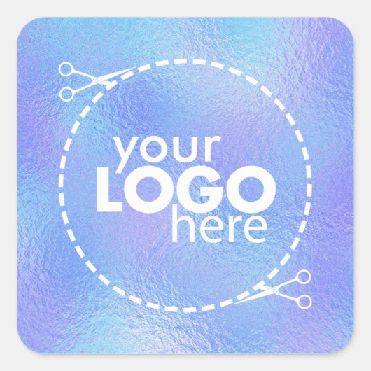 Faux iriserende Folie Logo Square Sticker (Voorkant)