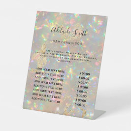 faux iriserende opaal prijslijst voetstuk teken reclamebord met voetstuk