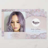 Faux iriserende roze glitter folie bifold brochure (Voorkant / Achterkant)