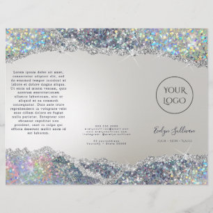 Faux iriserende zilveren glitter folie brochure