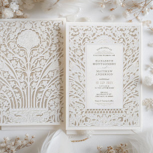 Faux Ivory Lace bruiloft Kaart