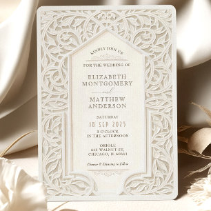 Faux Ivory Lace bruiloft Kaart